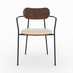 Marine - Set of 2 Chairs in Beige Fabric and Dark Wood Veneer
