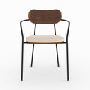 Lot de 2 chaises Marine en tissu beige et placage en bois foncé