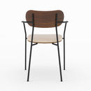 Lot de 2 chaises Marine en tissu beige et placage en bois foncé