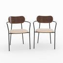Lot de 2 chaises Marine en tissu beige et placage en bois foncé