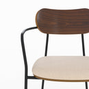 Lot de 2 chaises Marine en tissu beige et placage en bois foncé