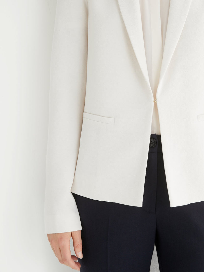 Veste Crepe Cou - Blanc Moyen Grise - Femme