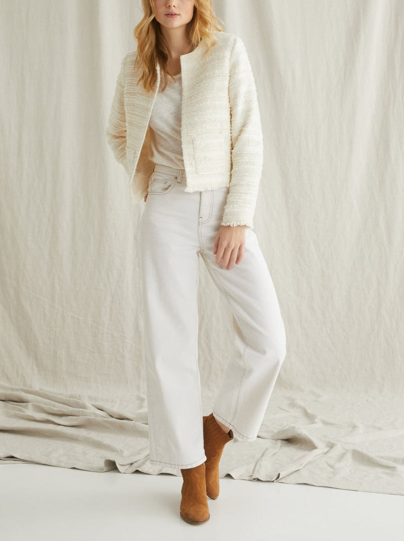 Ecr Tweed Jacket - Plain Light Beige - Women