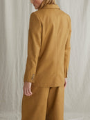 Chaqueta de lino y algodón - Liso Beige oscuro - Mujer