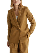 Chaqueta de lino y algodón - Liso Beige oscuro - Mujer