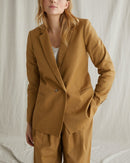 Chaqueta de lino y algodón - Liso Beige oscuro - Mujer