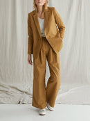 Chaqueta de lino y algodón - Liso Beige oscuro - Mujer