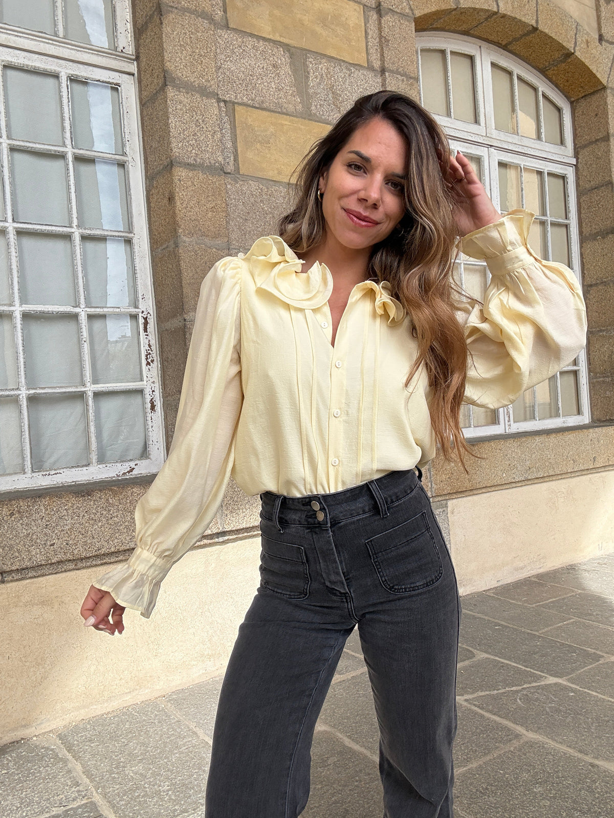 Blouse Brune jaune pâle