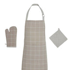 Juego De Delantal, Guante De Cocina Y Agarradera - Taupe -