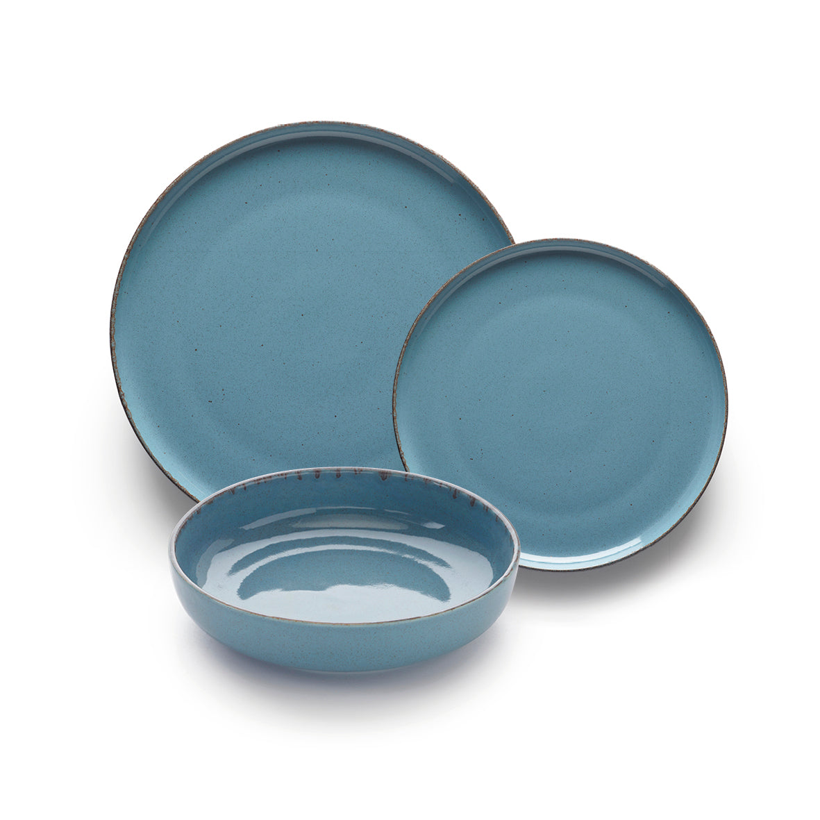 Vajilla de 24 piezas de gres natural - Azul