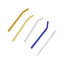 Lot De 4 Pailles + Brosse - Spirit Bleu / Ambre / Jaune / Rose