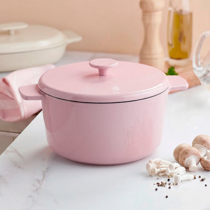 Cocotte Ronde Avec Couvercle - Enamel Rose