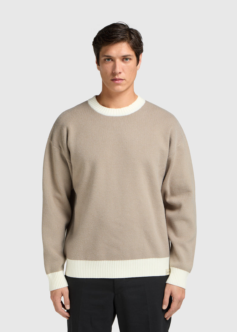 Pull Col Rond Contrast - Grey