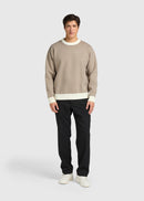 Pull Col Rond Contrast - Grey