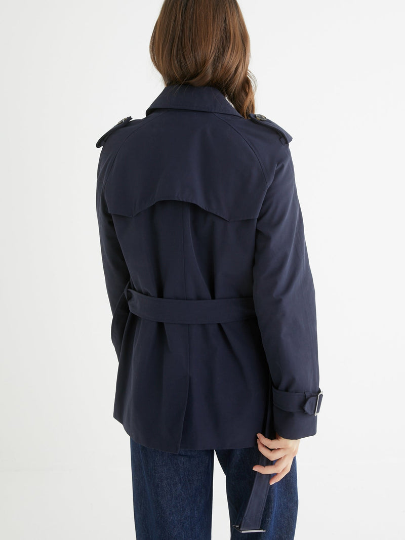Trench Court - Bleu Fonce Uni - Femme