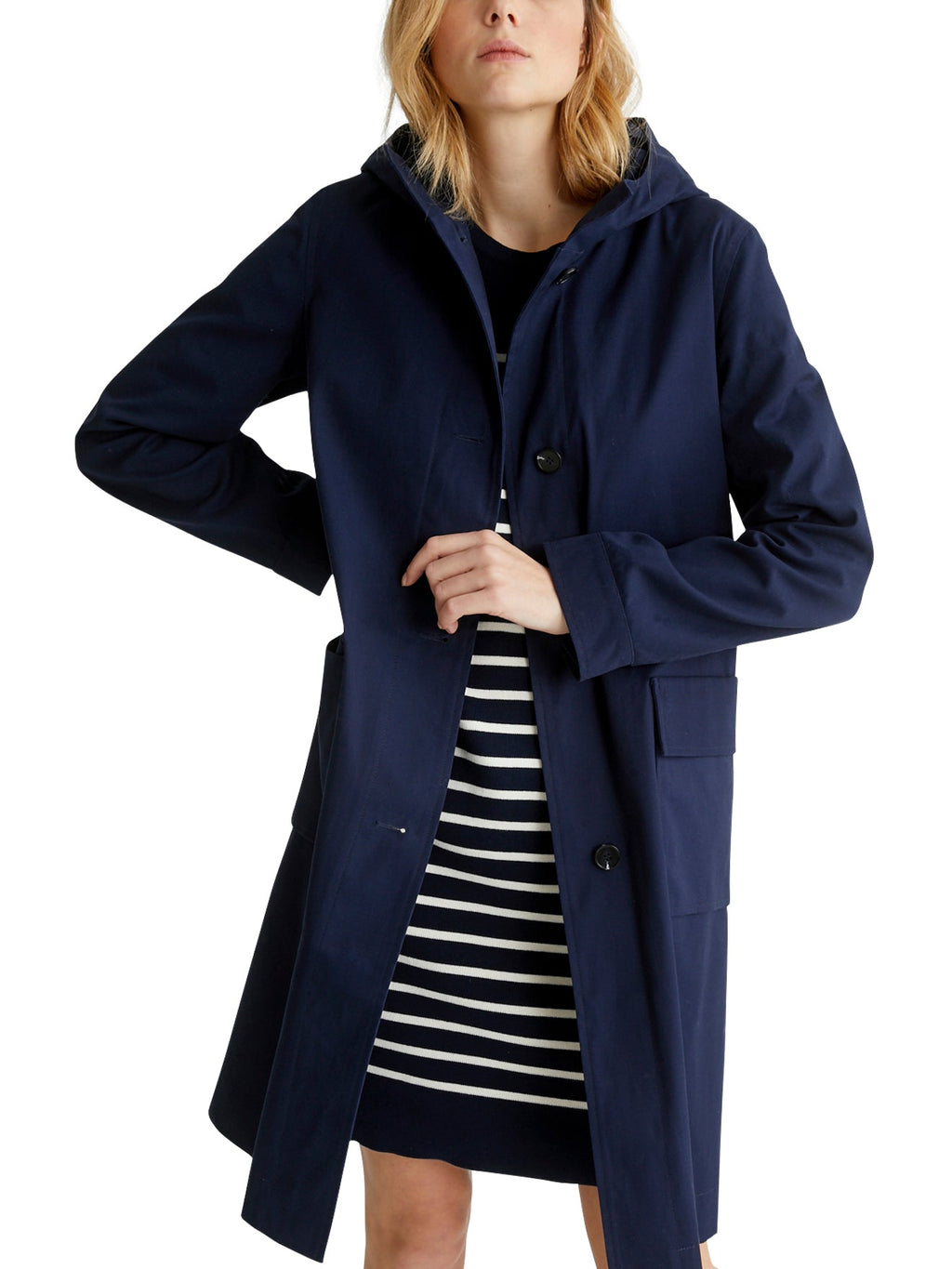 Abrigo largo Ct - Azul oscuro liso - Mujer