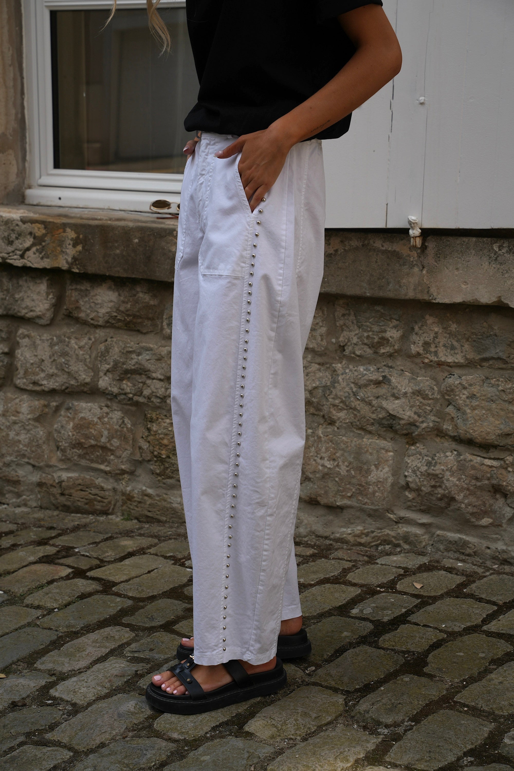 Pantalon Clouté Yola - Blanc