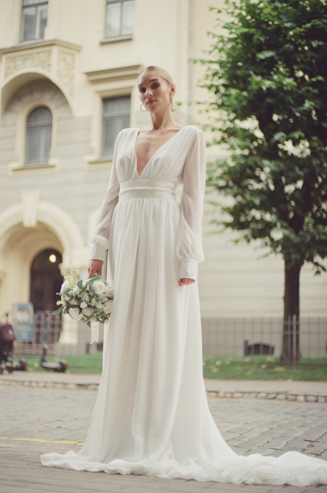 Robe Longue Clemence - Blanc Soie