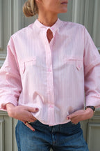 Blouse Astrid col mao rayure rose