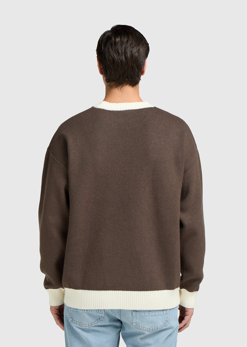 Pull Col Rond Contrast - Brown