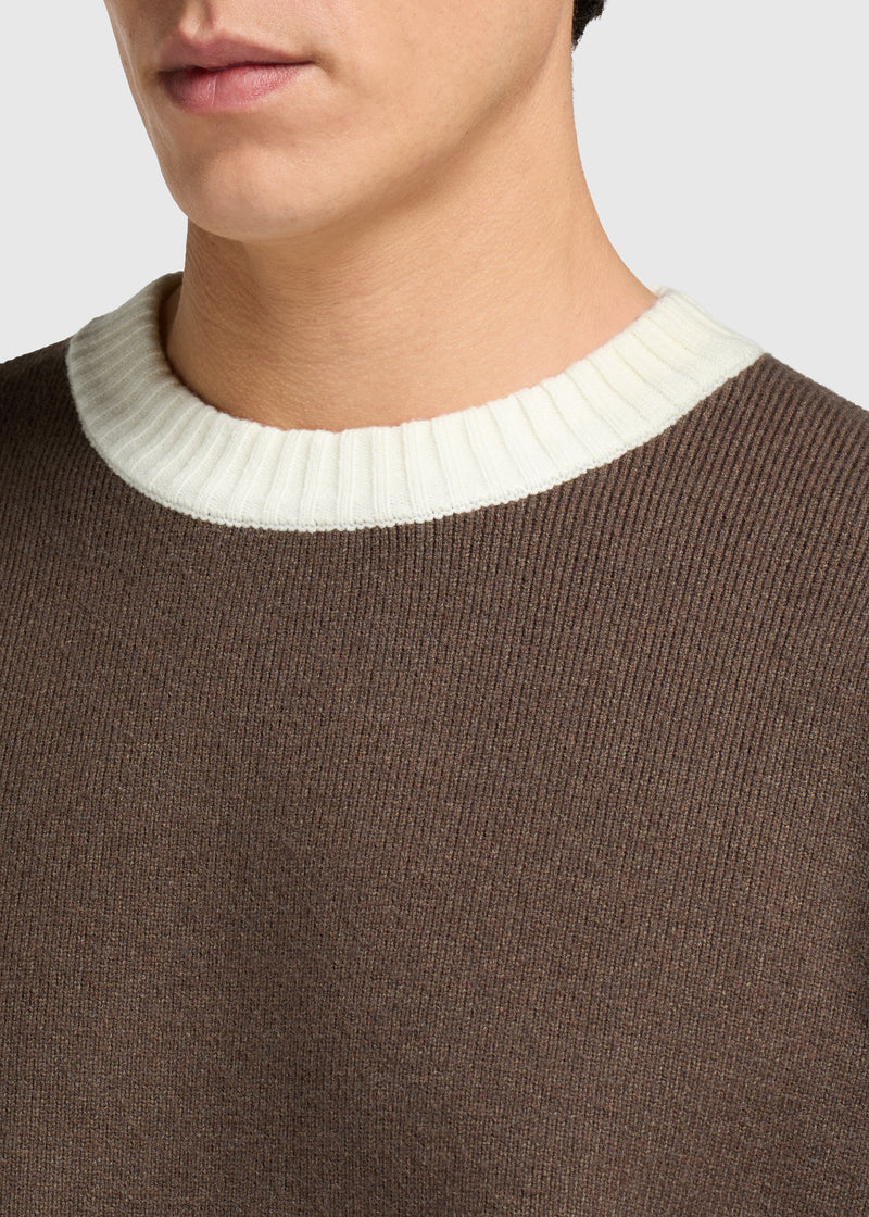 Pull Col Rond Contrast - Brown