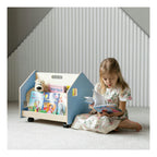 Bibliothèque Enfant Double-Face Sur Roulettes – Bleu Clair