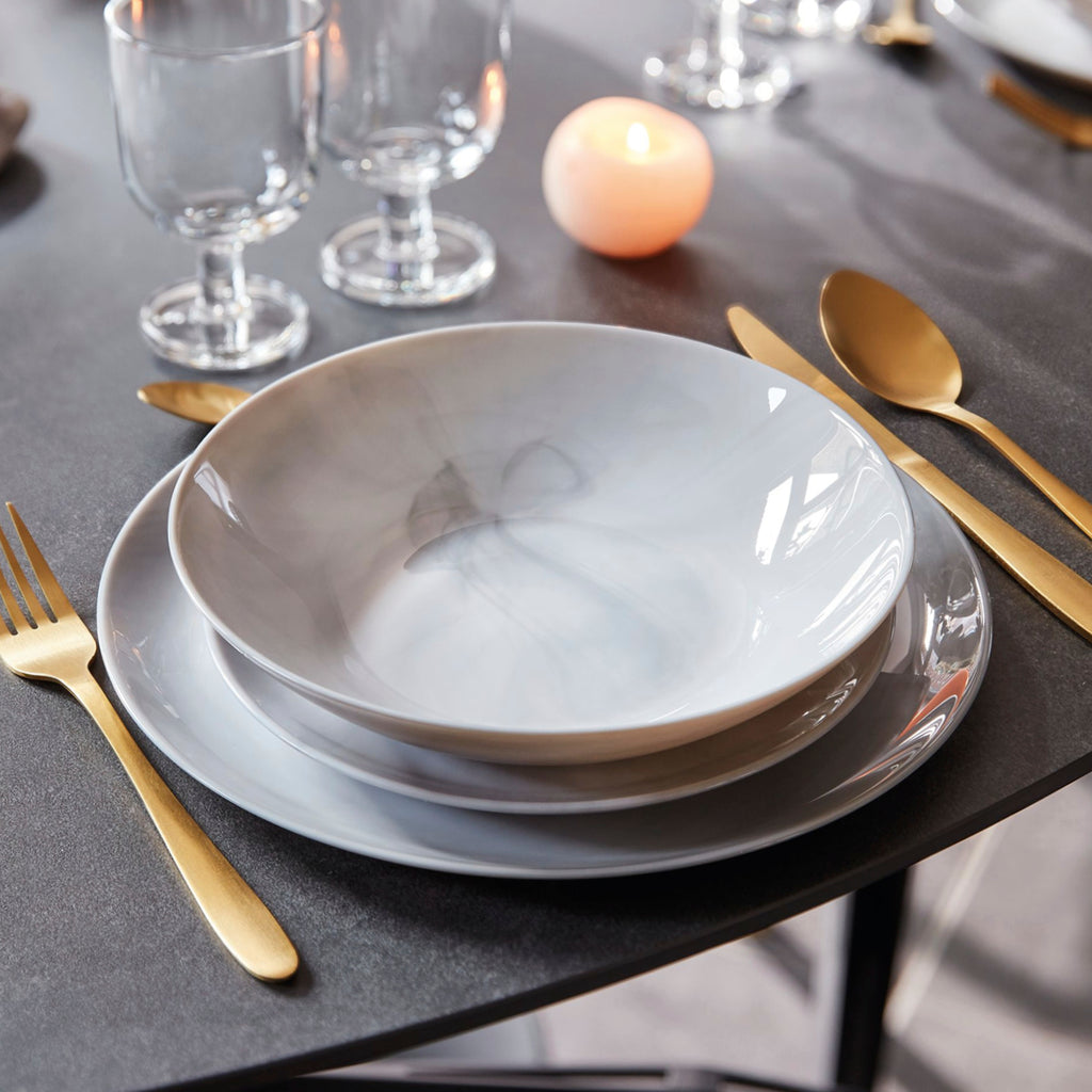 Art Culinaire - Matkollektion 18 delar - Opalglas - Vit marmor