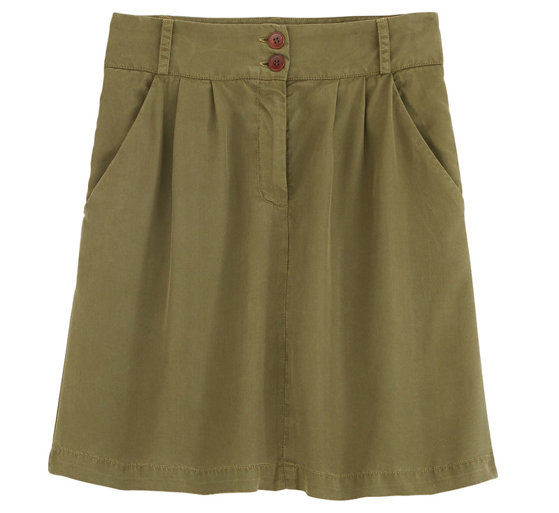 Jupe Lyocell Co - Kaki Uni - Femme