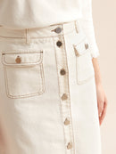 Jupe Denim Ecru - Blanc Moyen Uni - Femme