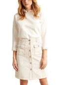 Jupe Denim Ecru - Blanc Moyen Uni - Femme
