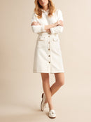 Jupe Denim Ecru - Blanc Moyen Uni - Femme