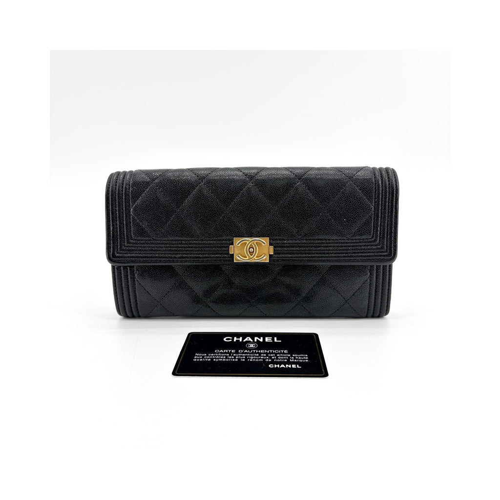 Portefeuille Chanel Boy Flap Long Cuir - Noir