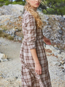 L Kro Dress - Medium Brown Check - Women