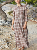 L Kro Dress - Medium Brown Check - Women