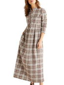 L Kro Dress - Medium Brown Check - Women