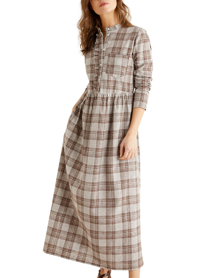 L Kro Dress - Medium Brown Check - Women