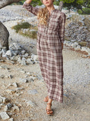 L Kro Dress - Medium Brown Check - Women