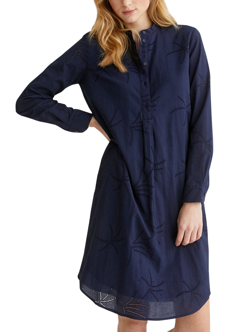 Vestido Brod Angl - Liso Azul Oscuro - Mujer