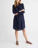 Vestido Brod Angl - Liso Azul Oscuro - Mujer