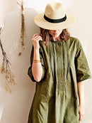 Robe C Plastron - Vert Moyen Uni - Femme