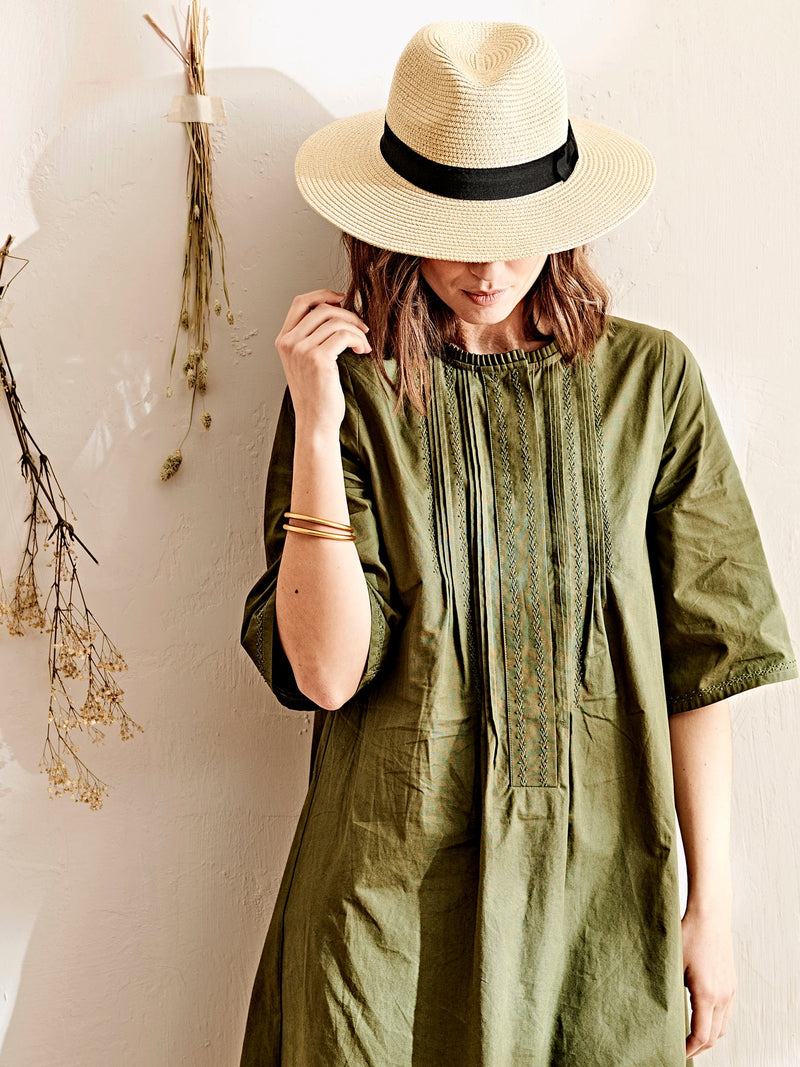 Robe C Plastron - Vert Moyen Uni - Femme
