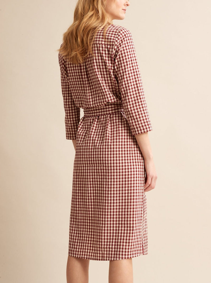 Vic Long Dress - Medium Red Check - Women