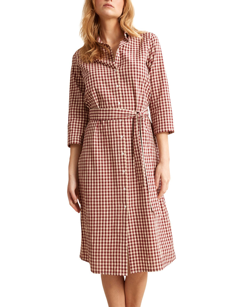 Vic Long Dress - Medium Red Check - Women