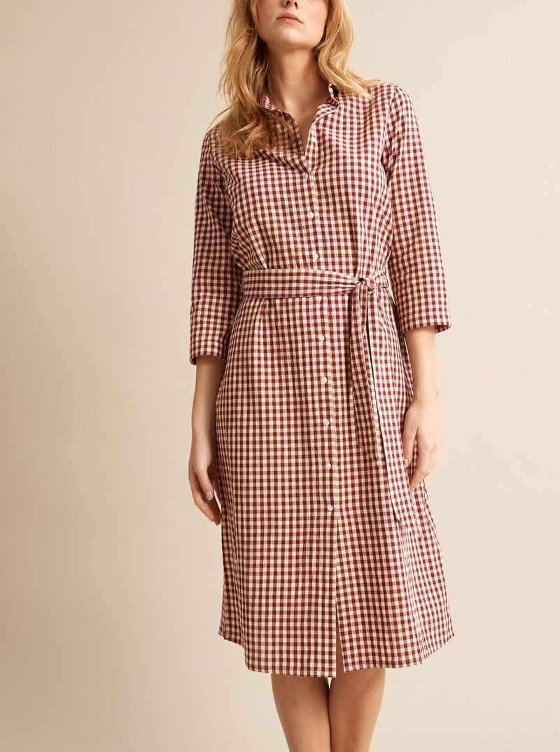 Vic Long Dress - Medium Red Check - Women