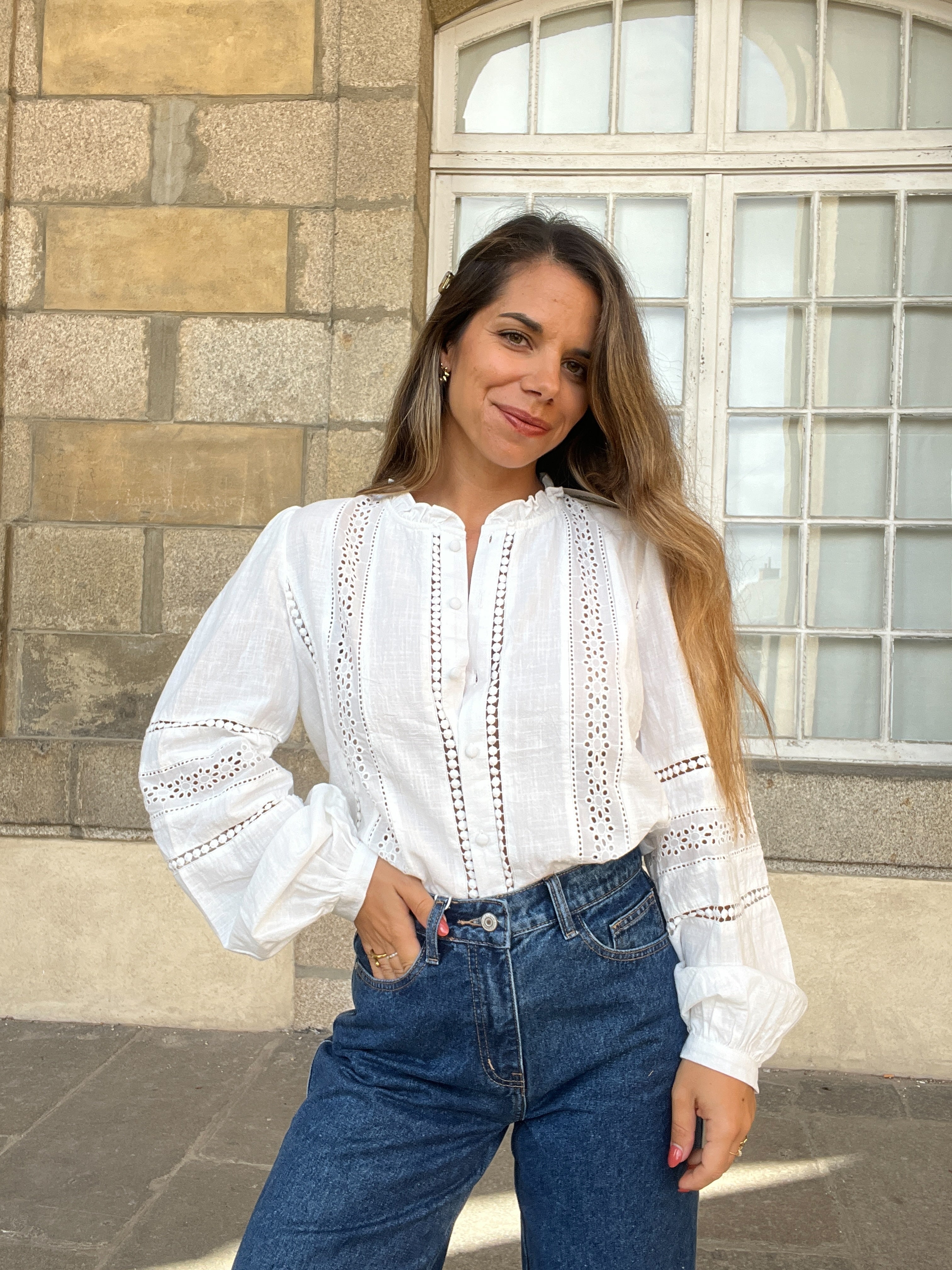 Colombe white embroidered blouse