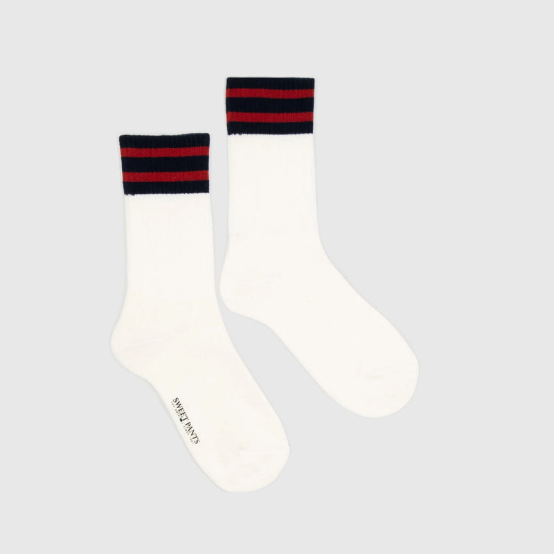 Chaussette Bande Rayee - Home Run Socks - Off White - Mixte