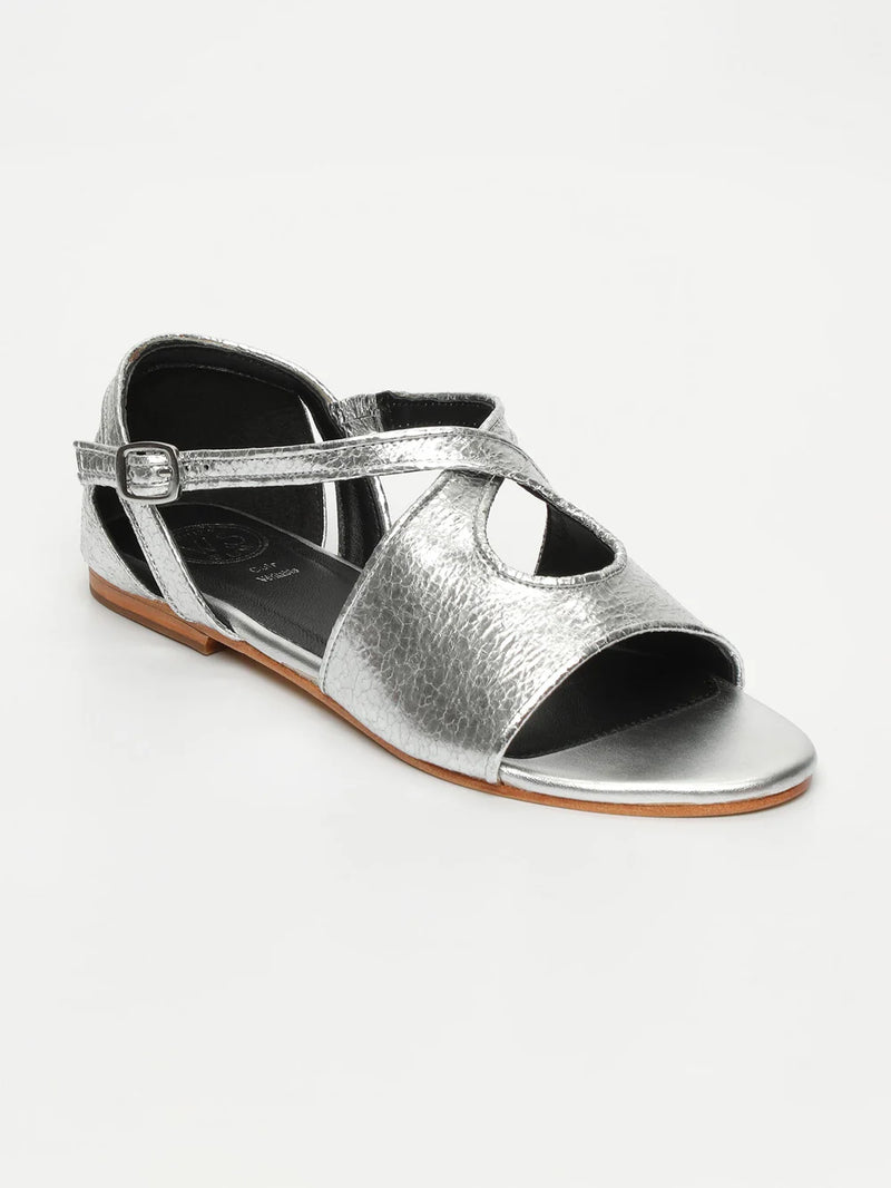 Sandalias Kirby - Plata Crackle