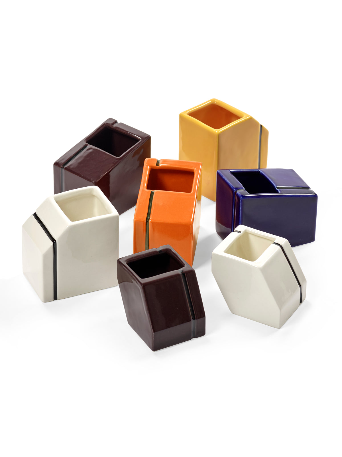 Accessories Silos - Assortiment De 3 Vases Mini - Porcelaine - Bleu