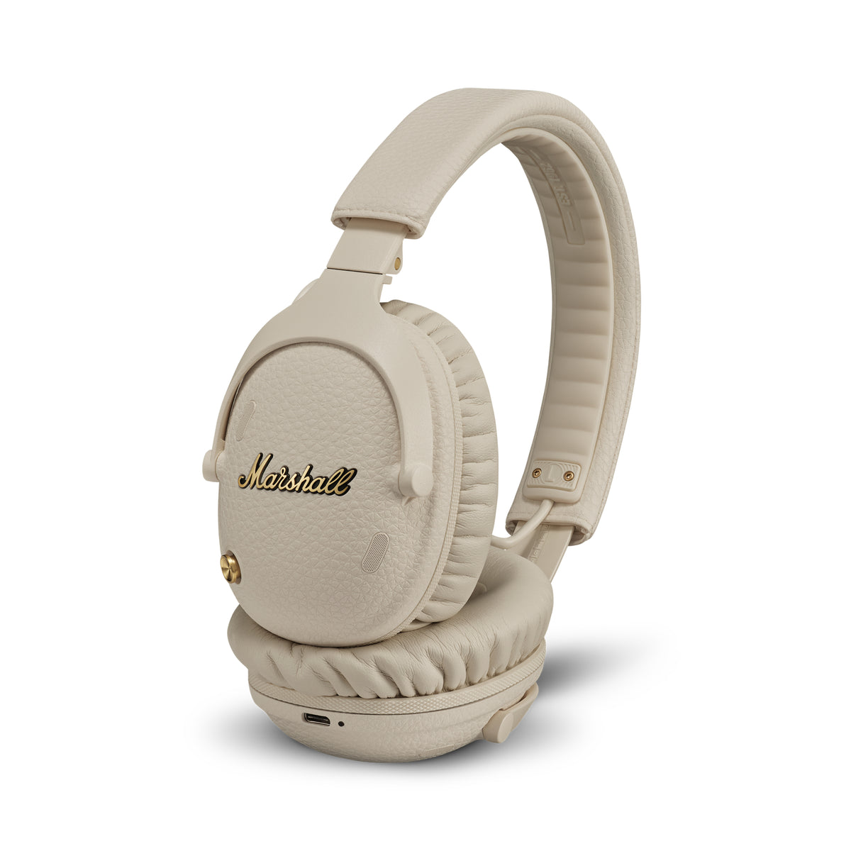 Marshall – Monitor III ANC - Cuffie Wireless - Crema, cuffie audio wireless di colore beige, appoggiate su sfondo bianco