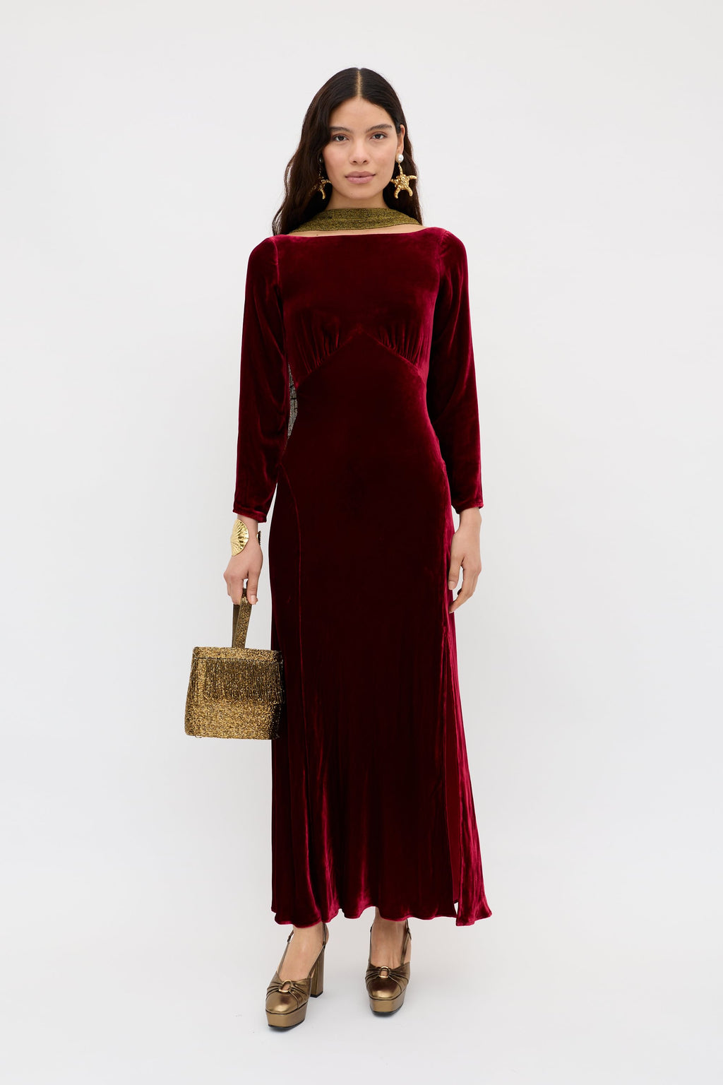 Devina Burgundy Dress